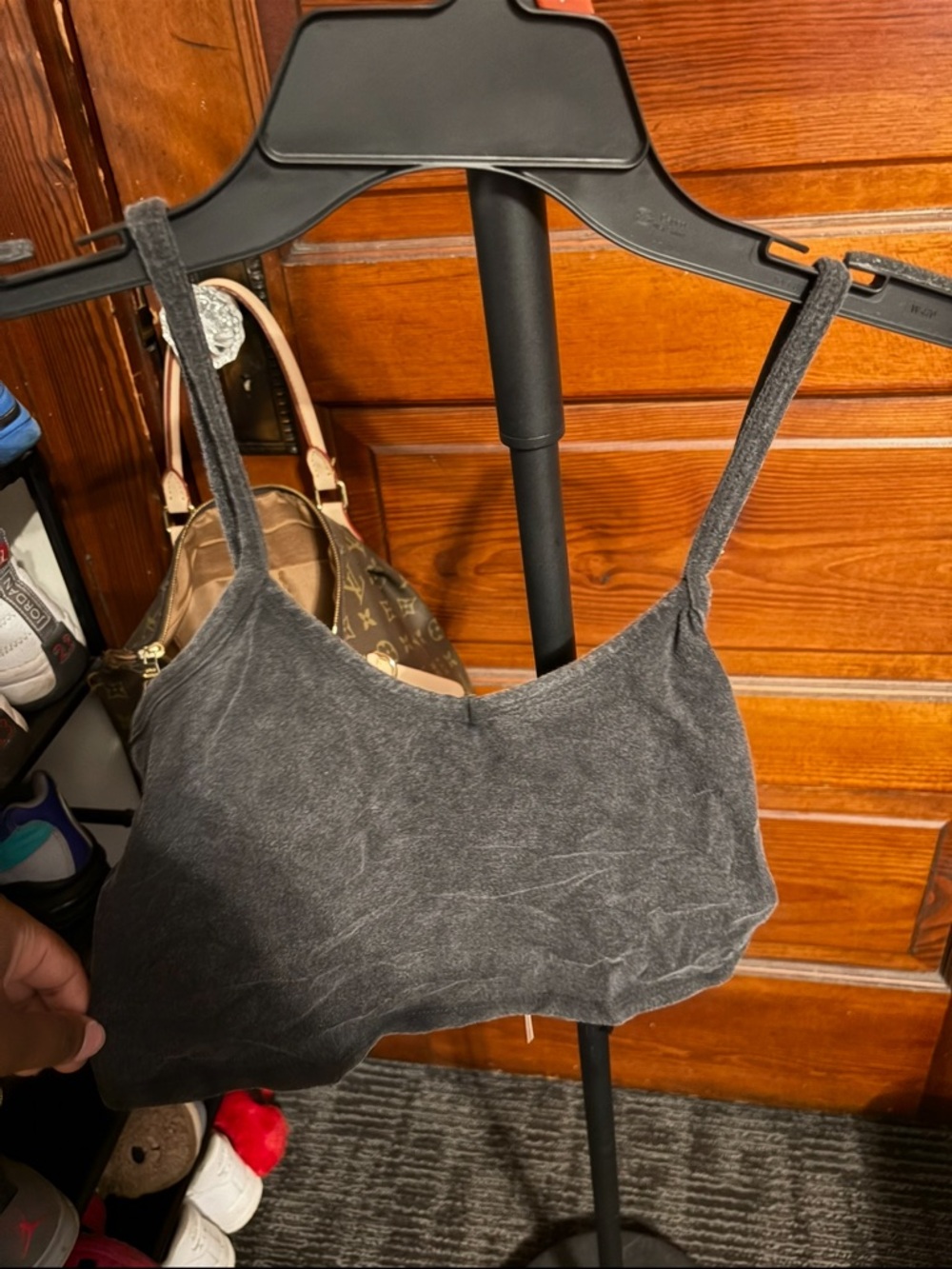 Fashion Nova Washed Charcoal Gray Crop Tank Top